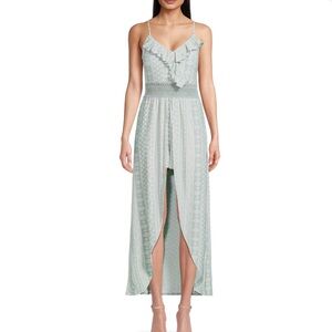 No Boundaries Ruffle Walk Through Maxi Romper NWT